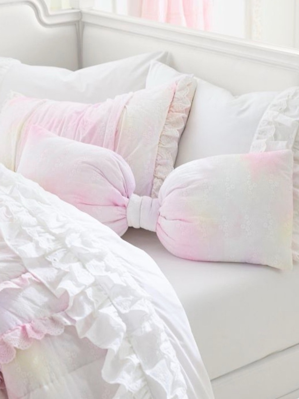 LoveShackFancy Pastel Pink Bow Lumbar Pillow